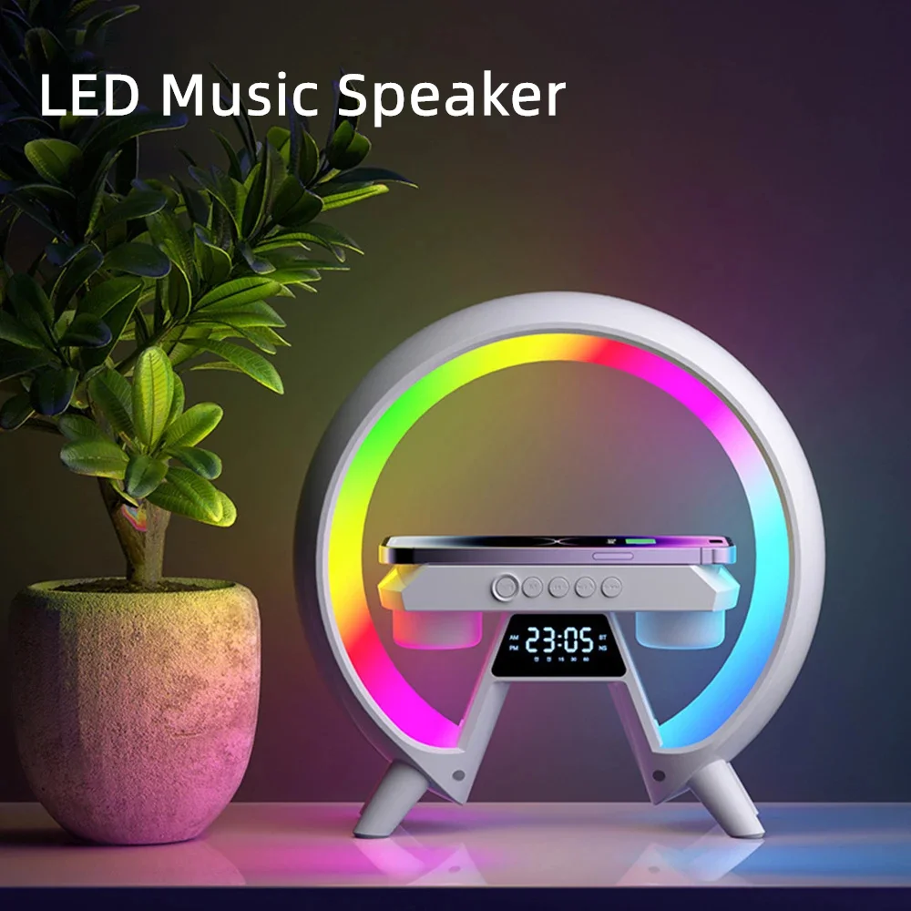 Led Rgb Nachtlampje 15W Snel Oplaadstation Voor Iphone Samsung Xiaomi Huawei Intelligente Bluetoothaaudio Draadloze Oplader