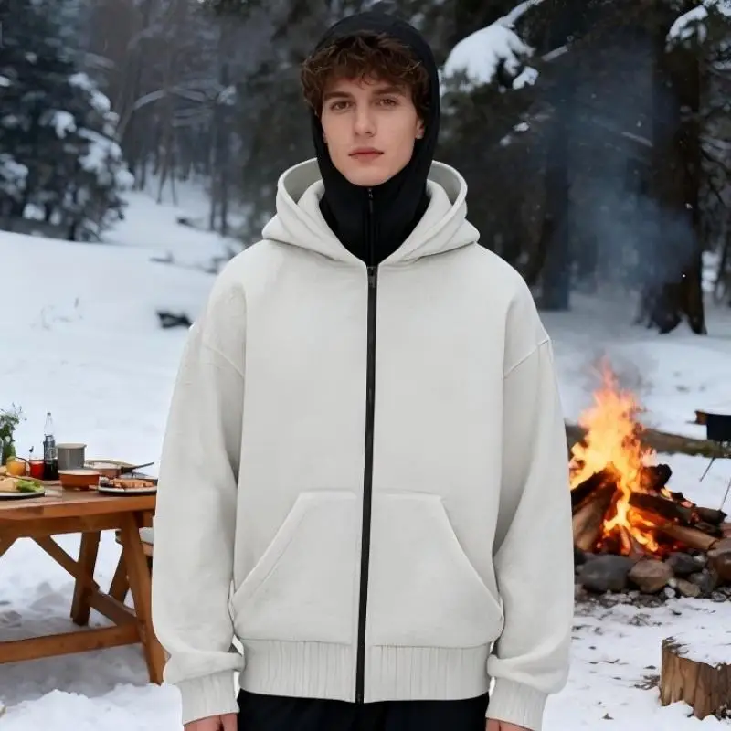 Autumn Ins Hooded Sweatshirt Jacket Zip Up Double Hood Unisex Couple Fashion Top for Spring Fall Winter Hoodie Sweatshirt Male