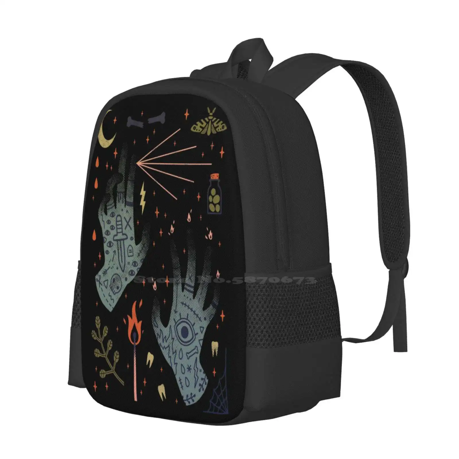 A Curse Upon You! Hot Sale Schoolbag Backpack Fashion Bags Hex Occult Halloween Magic Spell Spooky Hands Witchy