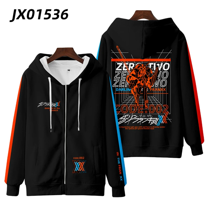 Japan Anime Darling In The Franxx Cosplay Costume HIRO ZERO TWO ICHIGO MIKU KOKORO Unisex 3D Hoodies Zipper Hooded Sweatshirts