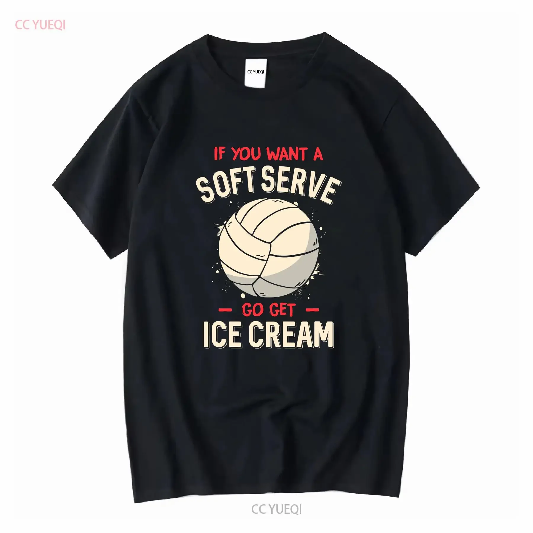 NEUES lustiges Volleyball-T-Shirt mit Aufschrift „If You Want A Soft Serve“ S-5XL, Vintage-Waschung, Unisex-Oberteil für den Alltag, Streetwear, Freizeitkleidung