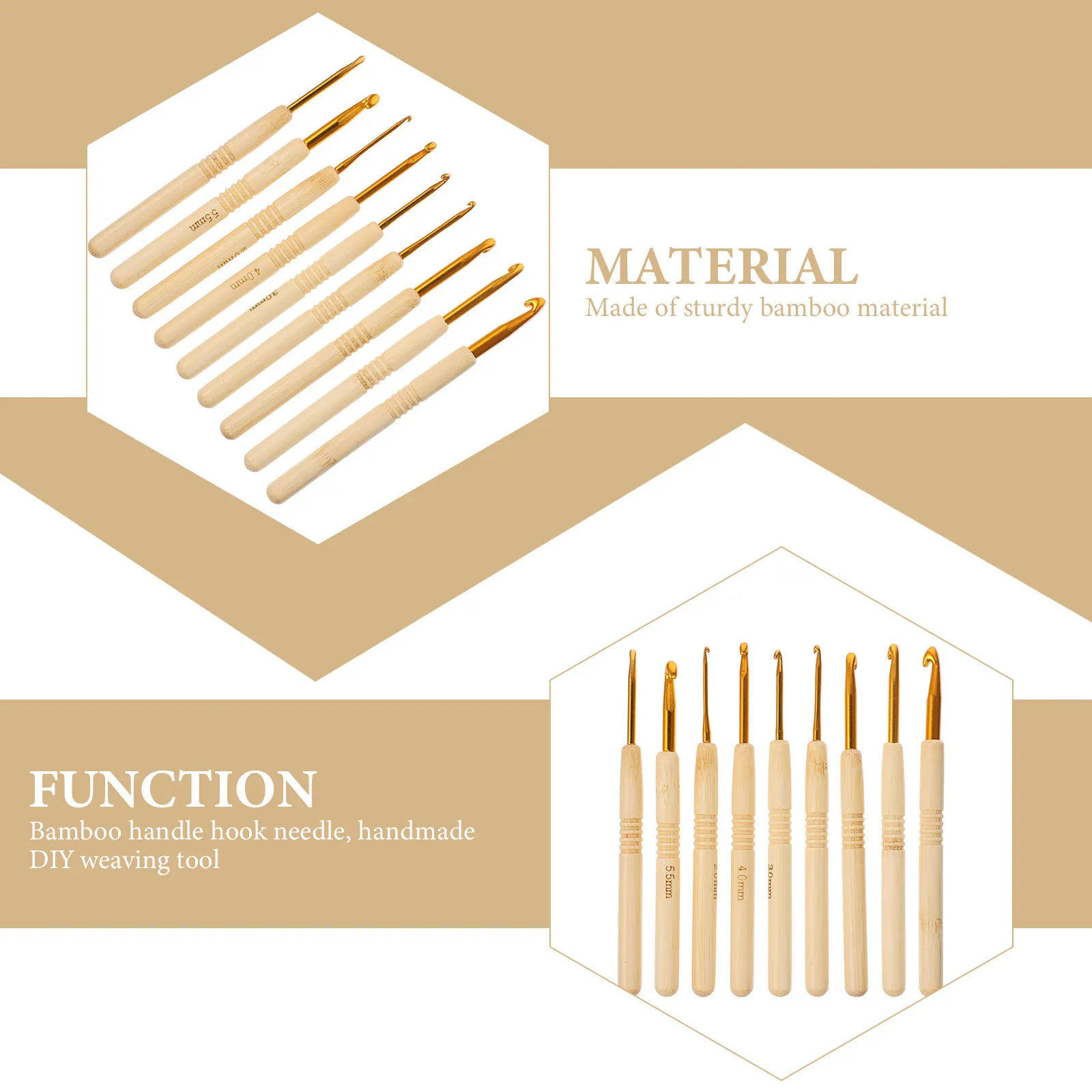 

9Pcs Bamboo Crochet Hooks Set Durable Lightweight Knitting Needles Yarn Crafts Weaving Tools Crochet Hook Knitting Hook