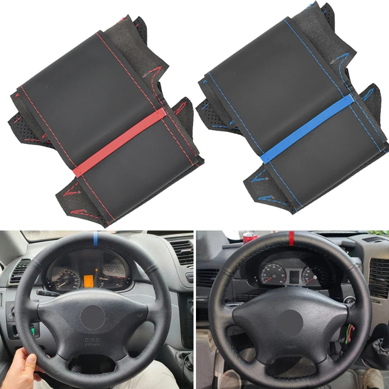 Car Styling Inner Steering Wheel Cover Leather Trim For Mercedes Benz Vito 2010 2011 2012 2013 2014 2015 Viano W639 2006 - 2011