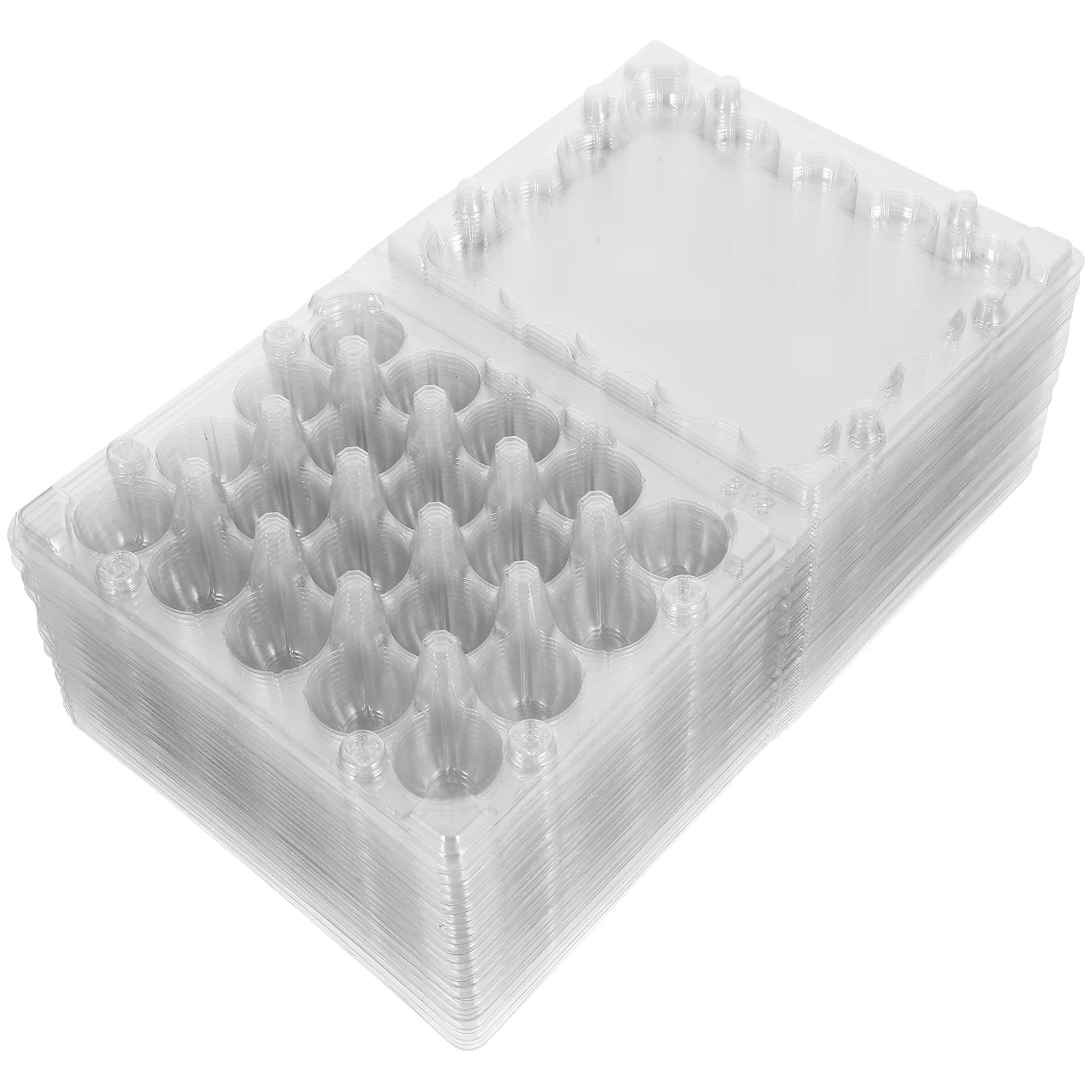 50 قطعة حامل بيض السمان من البلاستيك الشفاف 20 شبكة حاوية تخزين البيض منظم الثلاجة صندوق نزهة السفر