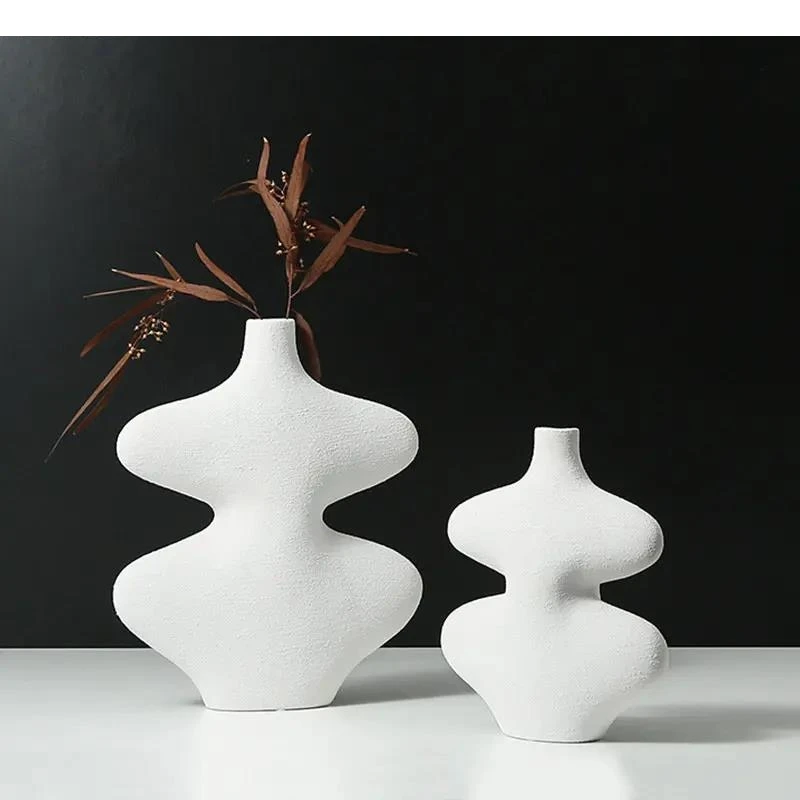 

Ceramic Vase Geometric shape Calabash Black and white Crafts Flower Arrangement home decoration accessories vases pots