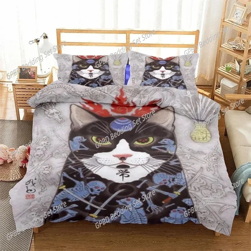 

Phechion Samurai Cat Tattoo 3D Print Bedding Set Duvet Covers Pillowcases One Piece Comforter Bedding Sets Bedclothes Bed K580