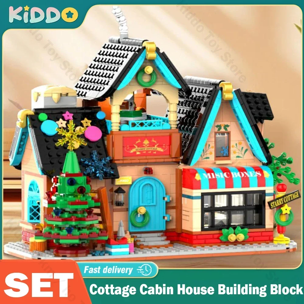 

Starry Cottage Cabin House Building Block Model Street View Bricks Assemble Toy Indoor Decorations Children Christmas Gifts