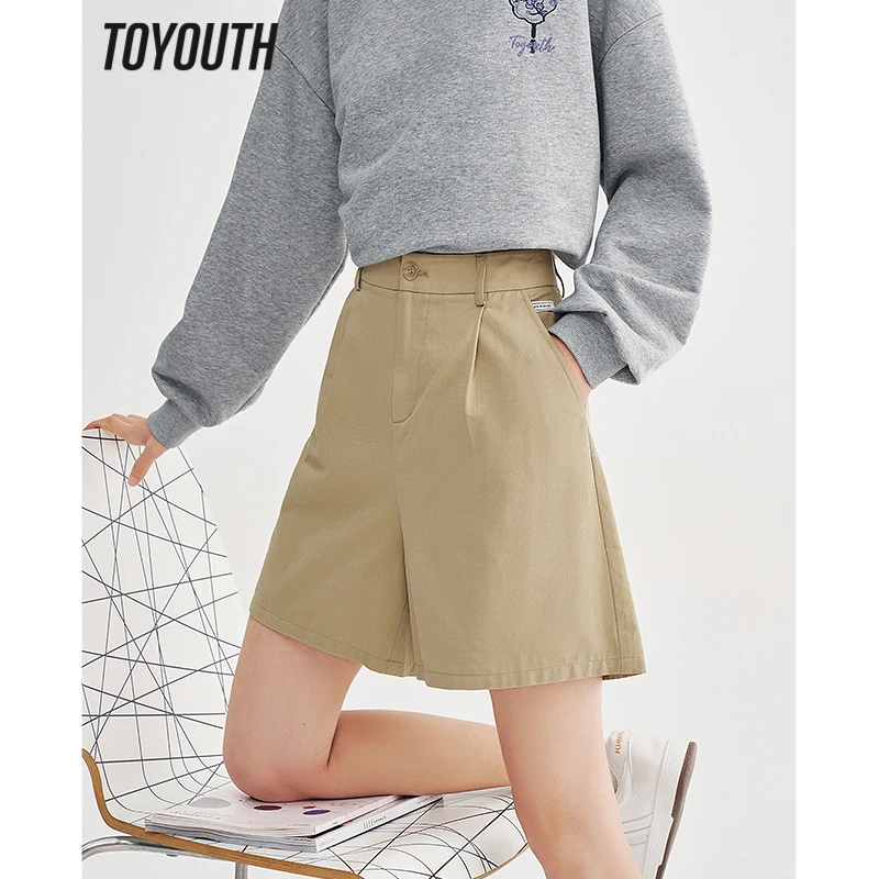 

Toyouth Women Suit Shorts 2023 Spring High Waist Loose Draped Wide Leg Capris Six Colors All Match Casual Business Pants