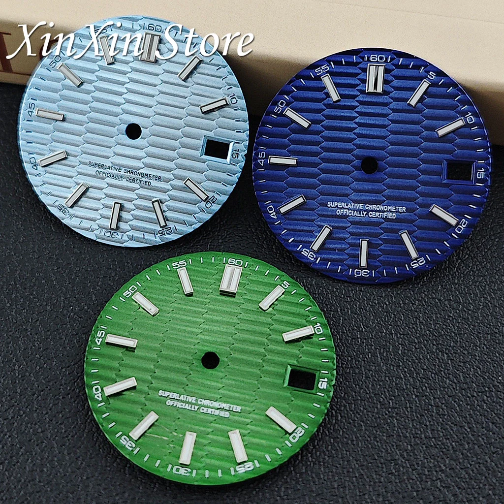 Horizontal 28.5mm Stripe Watch Dial Green Luminous Logbook DIY Modified Mechanical Watch Accessories For NH35 NH36 Watches Face