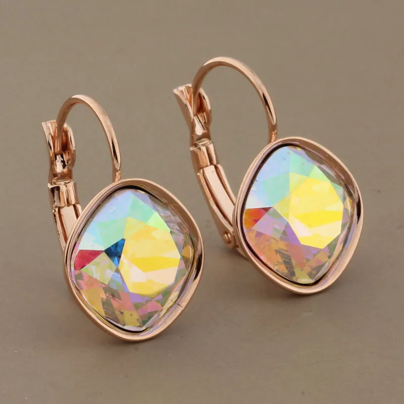 Trend 2023 Luxury Quality Jewelry  585 Rose Gold Color Square Hanging Earrings For Women Dangling Earrings Women Korean Style