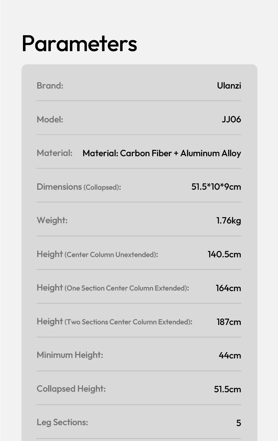 Ulanzi JJ06 GlideGo Video-Reisestativ für Canon Nikon Sony DSLR-Kamera, 5 kg Last, vertikal, horizontal, mit Uka-Schnellverschluss – Detail 16