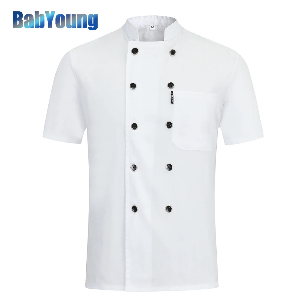 Bianco di alta qualità doppio petto Chef uniforme ristorante hotel cucina Catering giacche cucina Cafe abbigliamento da lavoro abbigliamento da cuoco