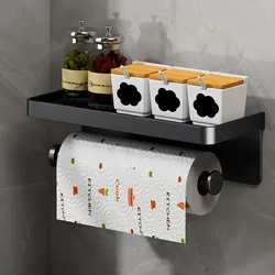 Toilet Paper Holder Wall Mounted Paper Roll Holder With Storage Tray Mobile Phone Holder Kitchen Rack Bathroom Accessories