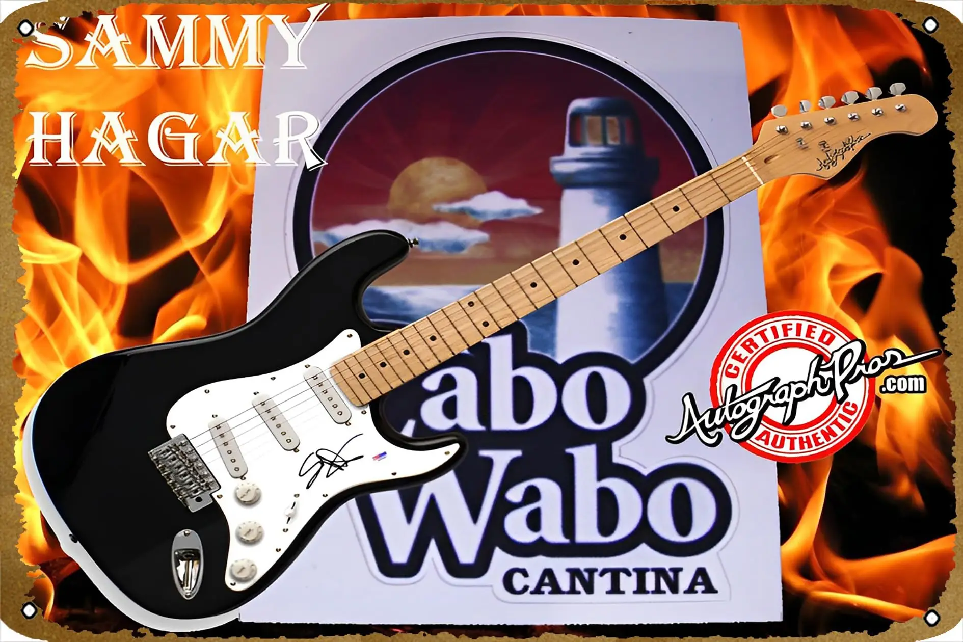 Sammy Hagar Autographed Guitar Free Wallpaper Music Poster Tin Sign Living Room/Bedroom/Garage/bar Decoration Tin Metal Vintage 