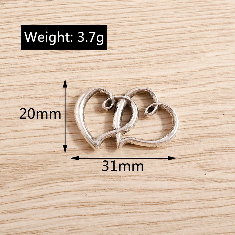 10 Stück niedliche, gemischte Herzanhänger aus Legierung zum Basteln von Halsketten, Ohrringen, Armbändern, DIY-Handarbeiten und Schmuckzubehör – Detail 3
