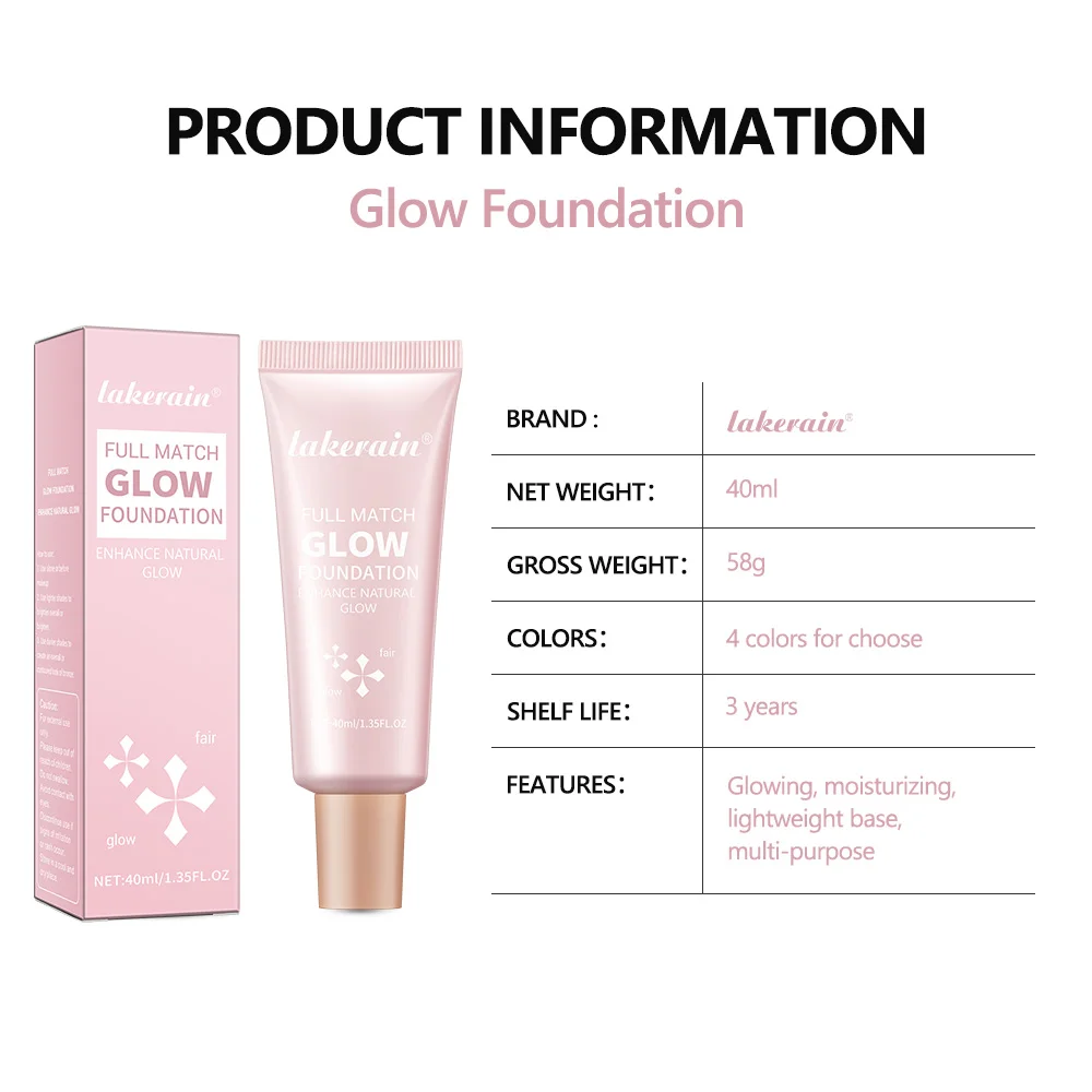 Glossy Liquid Foundation Long Lasting Oil-Control Face Foundation Full Coverage Concealer Waterproof Contour Makeup For Women