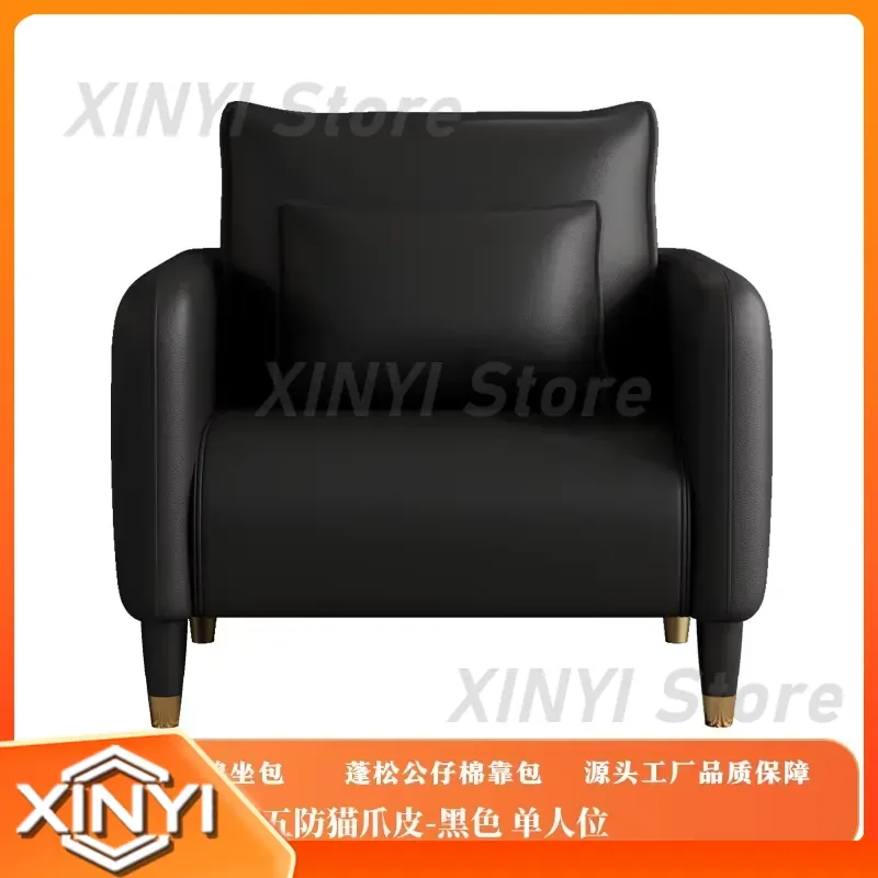 Office Sofa for Modern Living Room Small Apartment Leather Three-Person Double Seater Reception Rest Sofa Set with Coffee
