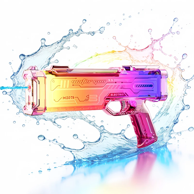 Elektrische Wasserpistole für Kinder mit bunten LED-Lichtern und Soundeffekten, automatischer Wasserblaster, Sommer-Outdoor-Pool-Spielzeug für Kinder