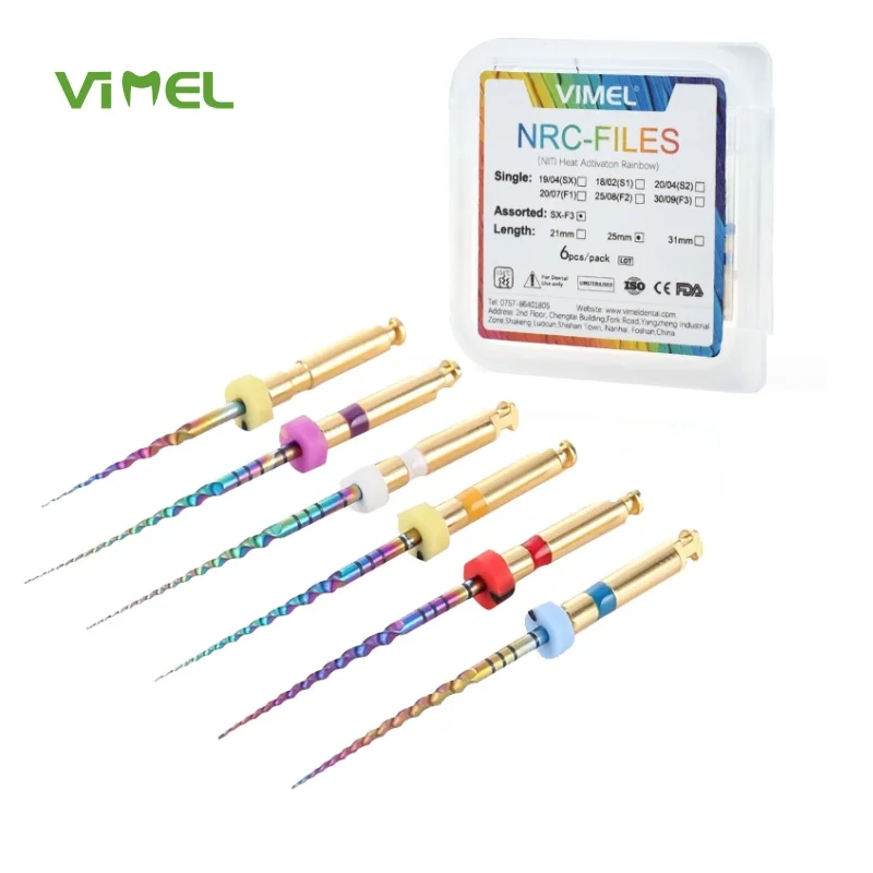 6PC/Pack NRC Files NITI Heat Adtivation Rainbow Endo File Dental Instrument Treat Endodontic Niti Material Drill Rotary file den