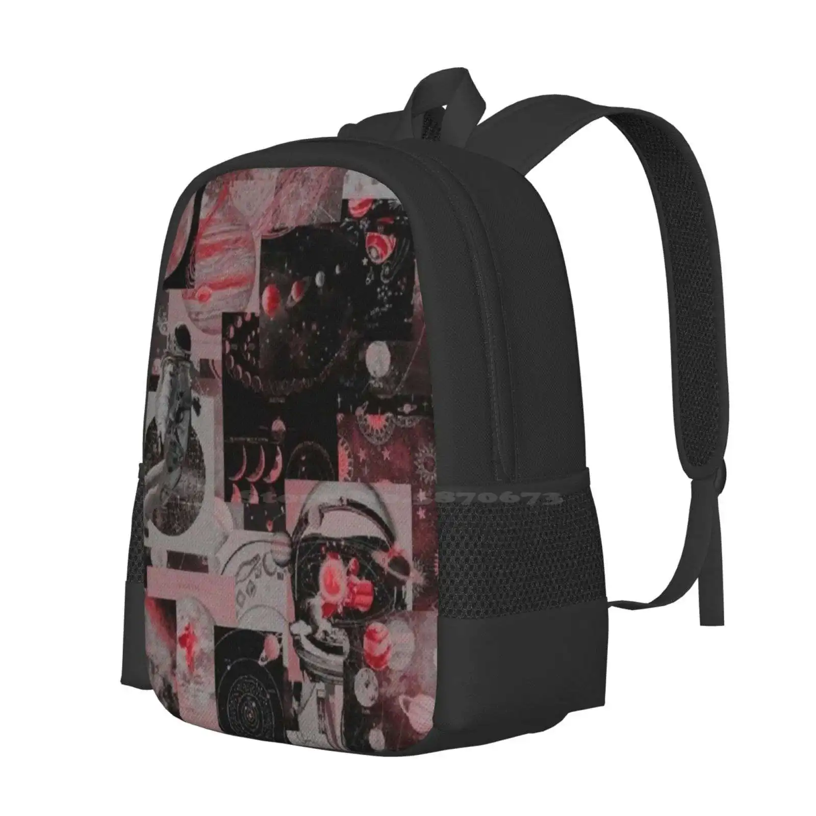 Black And Neon Pink Aesthetic Collage Backpacks For School Teenagers Girls Travel Bags Black Collage Space Collage Black And