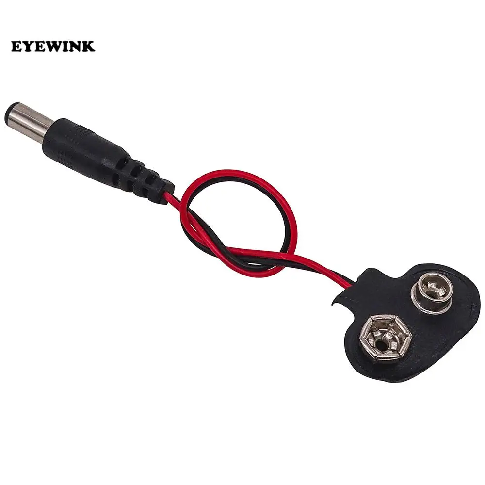 100個の実験的な9vバッテリースナップ電源ケーブルからdc9vクリップオスラインバッテリーアダプターarduino uno r3diyジャックコネクター用