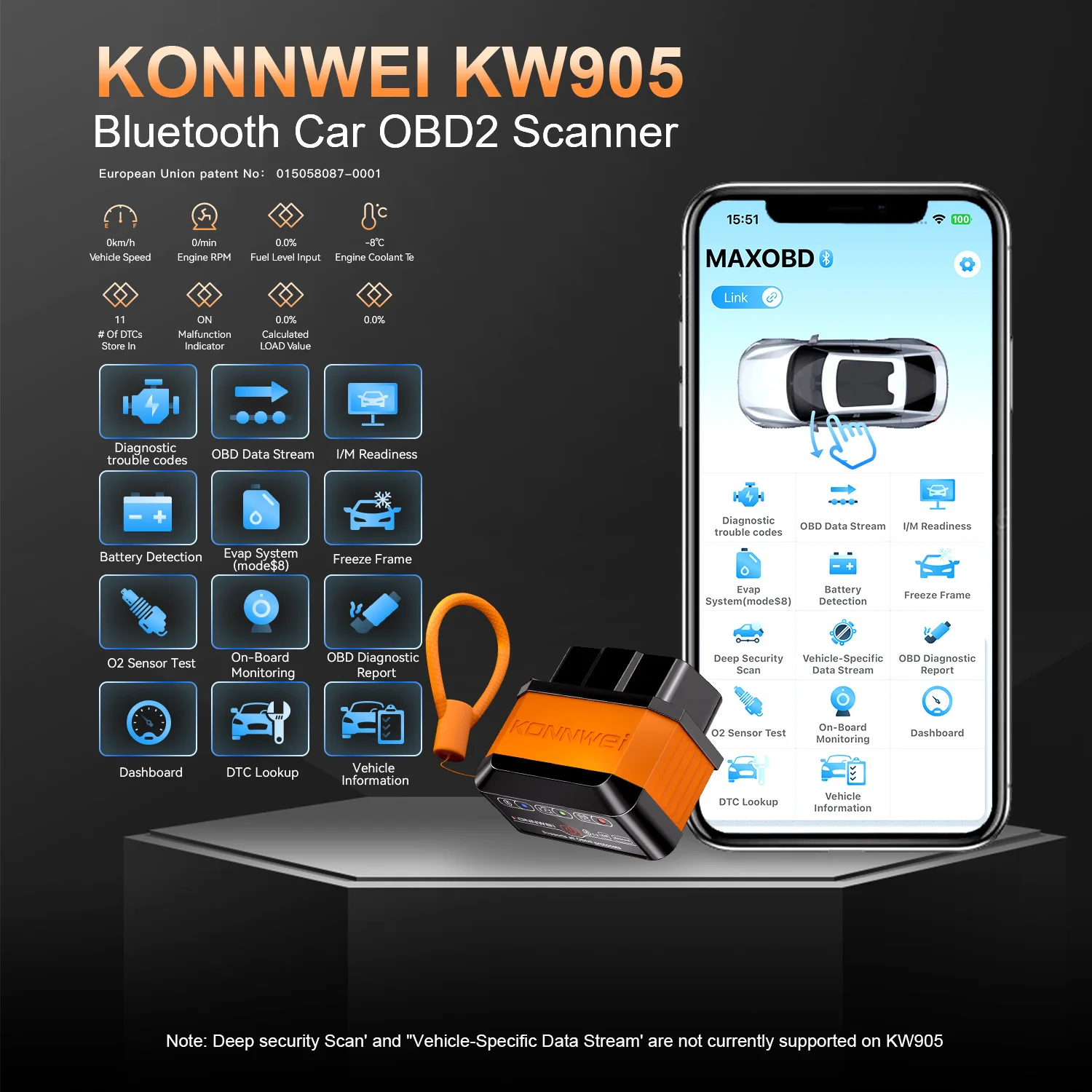 Bluetooth 4.0 5.0 5.2 OBD EOBD Car Fault Diagnostic Scanner, Auto OBD2 Code Reader