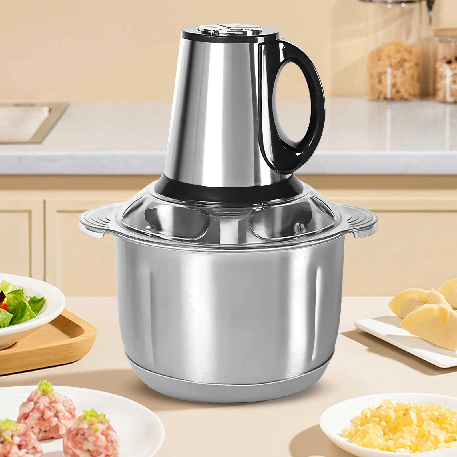 Hachoir à viande électrique 5L en acier inoxydable 304, broyeur alimentaire, trancheuse à légumes, hachoir, robot culinaire pour aliments pour bébés, nourriture pour chiens