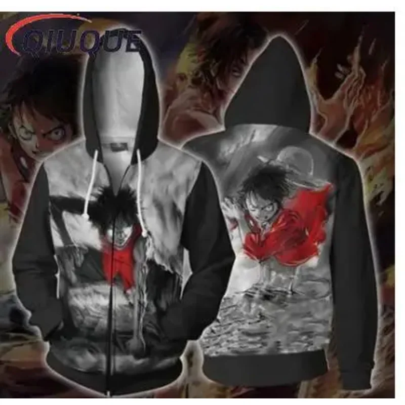 Kostum Cosplay Anime Hoodie Ritsleting Jaket Bertudung Atasan Pakaian Kaus