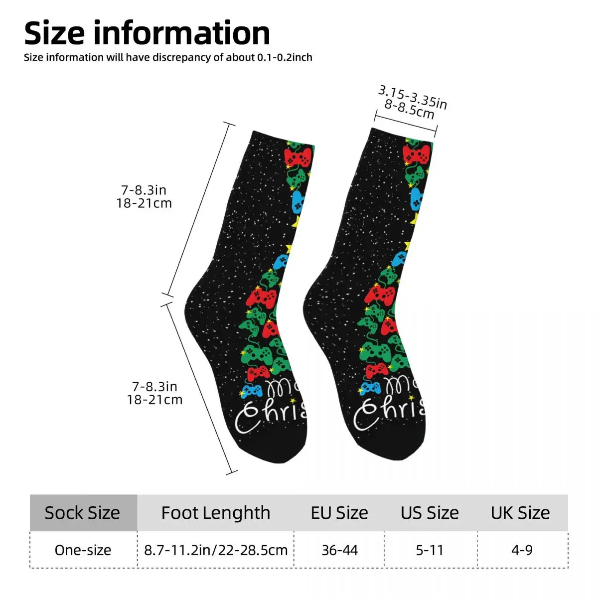 Video Gamer Christmas Card Greeting Card Kawaii Socks Shopping Cartoon Pattern Socks