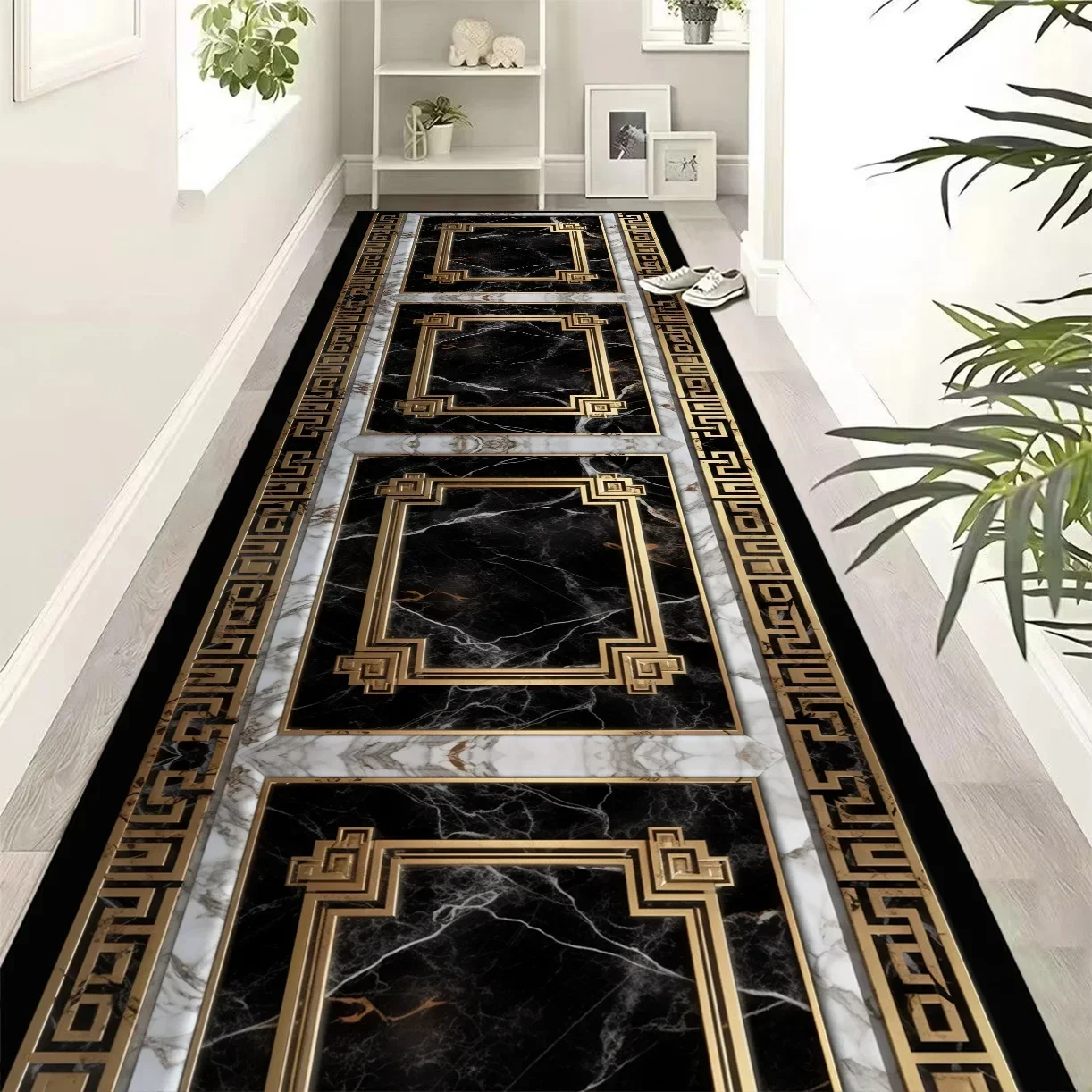 Luxurious Golden Long Corridor Carpet European Decoration Hallway Carpets Non-slip Stairway Rug Customizable Runner Aisle Mat 러그