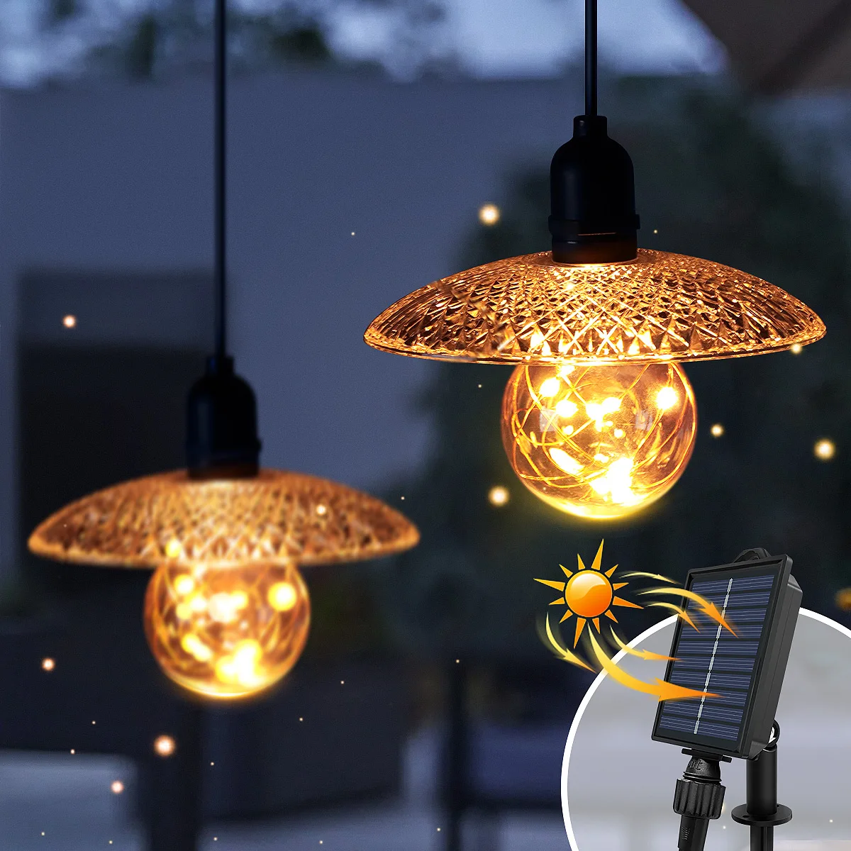 

Solar Powered Night Light Bulb Outdoor, 7 Light Modes, Warm White Auto Dusk to Dawn, Waterproof for Shed, Playhouse,Indoor,Porch