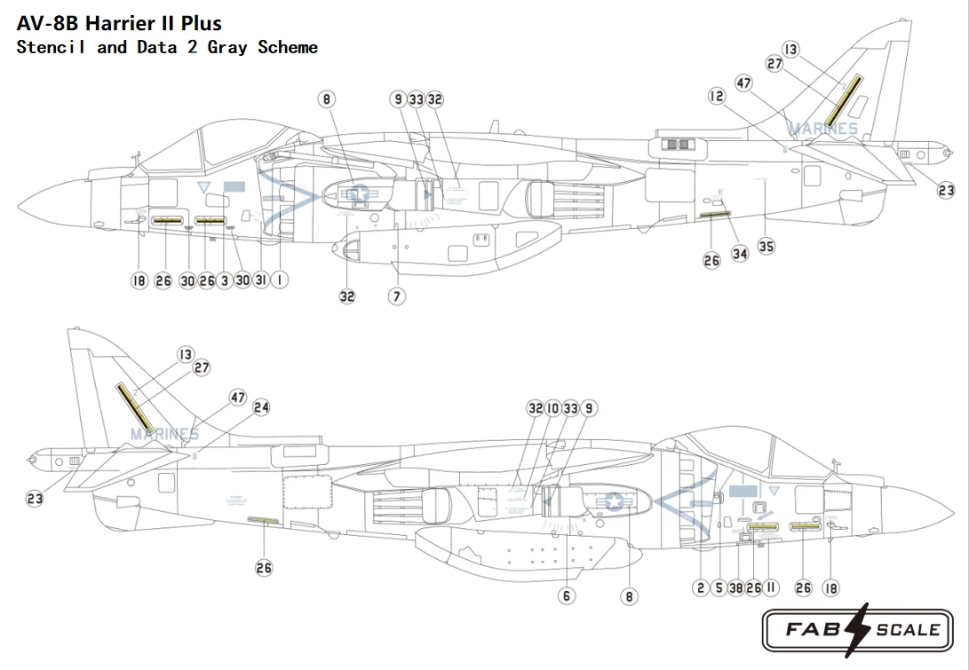 FabScale AV-8B Harrier II Plus VMA-231 CG01 MCAS Cherry Point 2019 ملصق مرن مقطوع بالقالب لـ 1/48 HASEGAWA Eduard Revell UMA