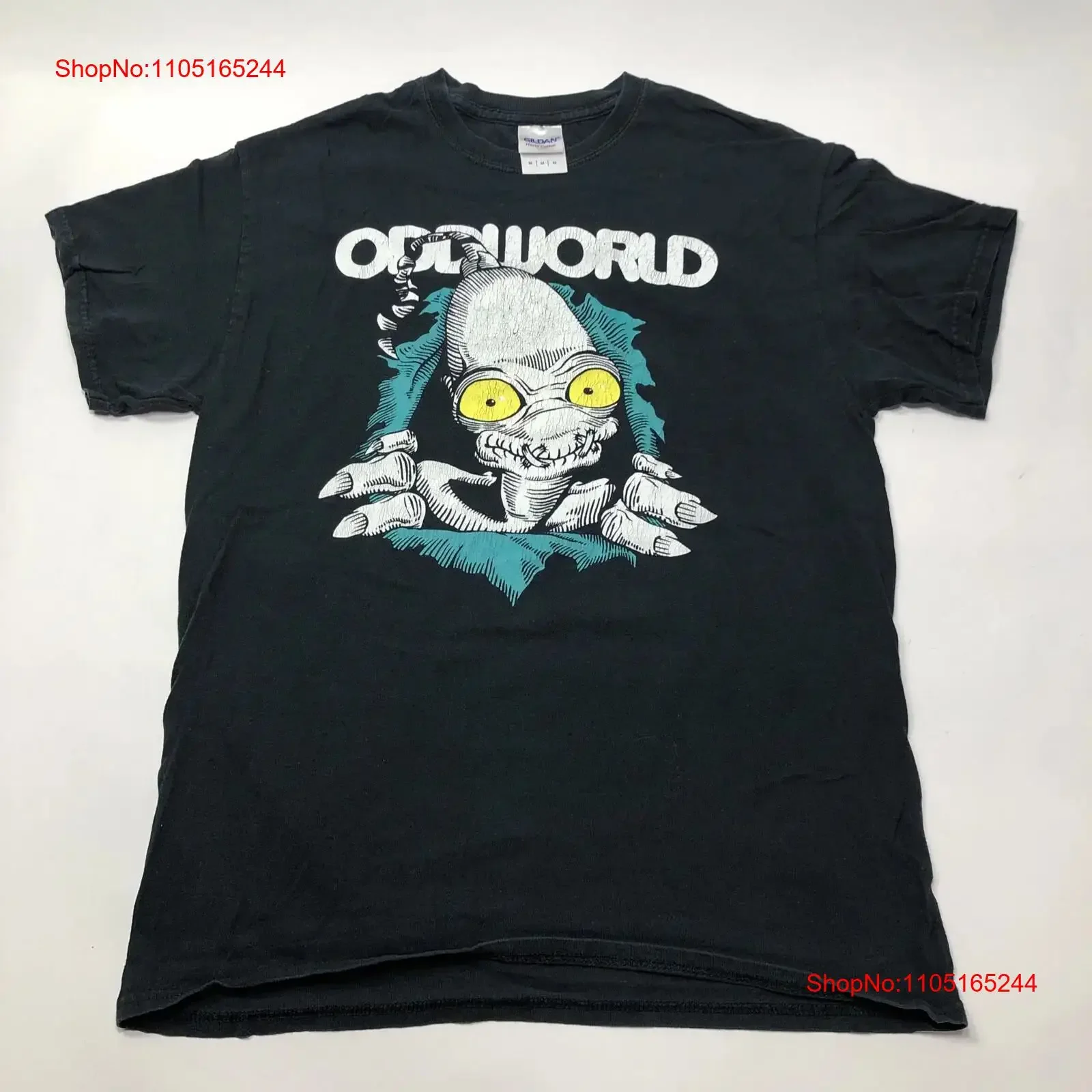 Oddworld Abe Vintage Video Game Promo size M Medium Black T Shirt Y2K Vtg vintage Washed Casual Slightly Stylish fashion