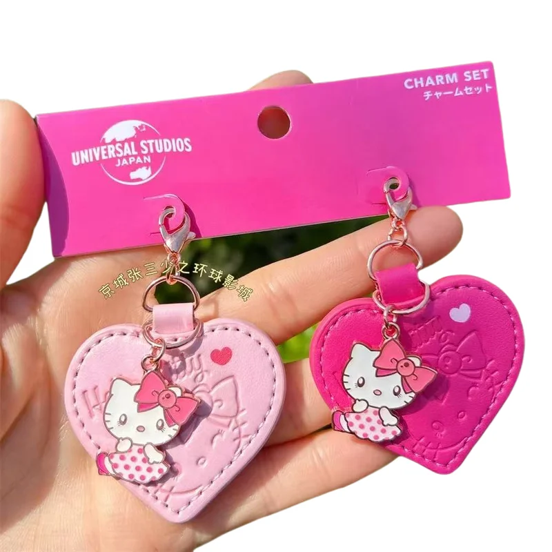 Hellokitty اليابان Usj Osaka Universal Studios على شكل قلب قلادة لطيف الكرتون بولي Leather الجلود سستة رئيس قلادة صديقة هدية