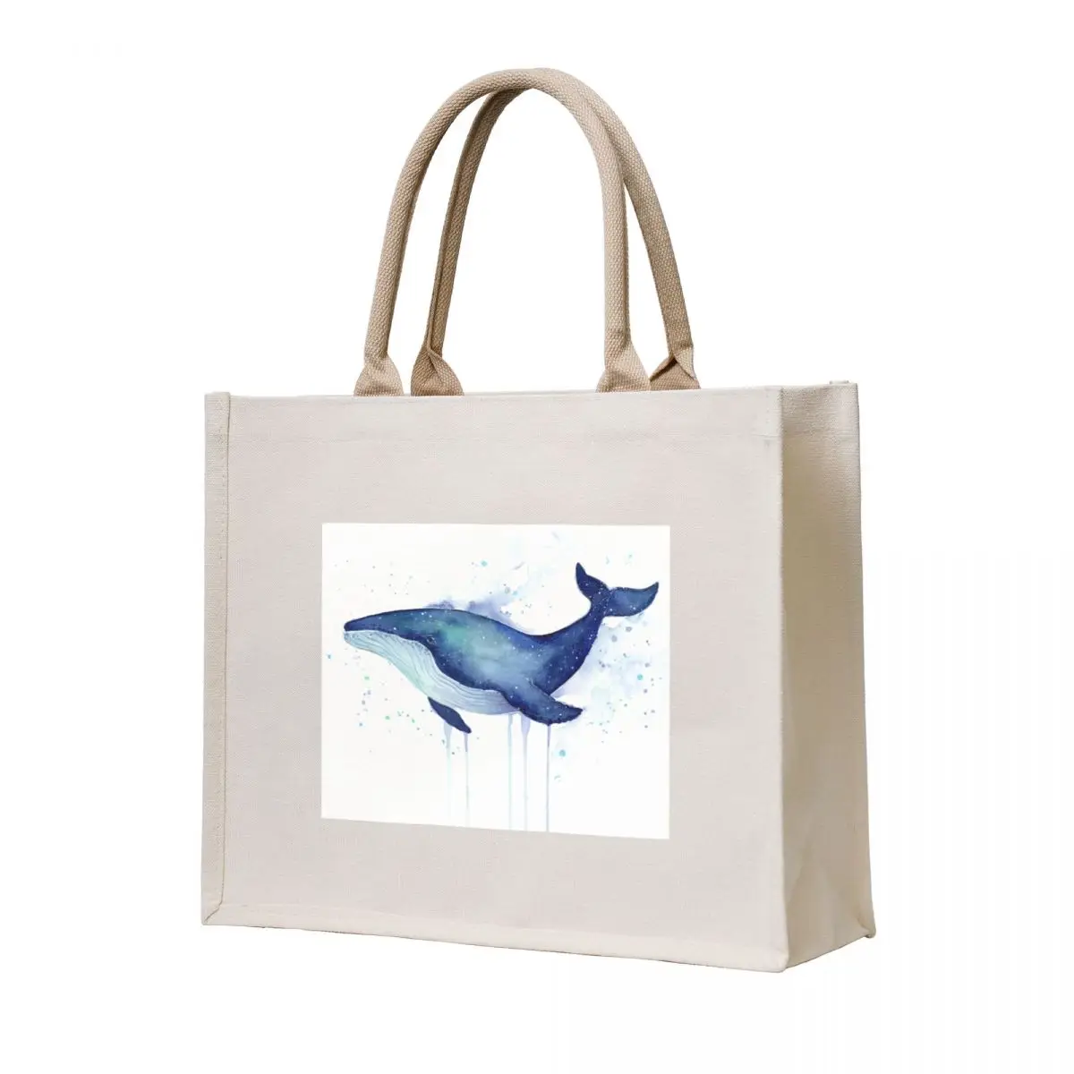 

Whale Watercolor Galaxy Tote Bag Canvas shopping cart bags Women's handbag