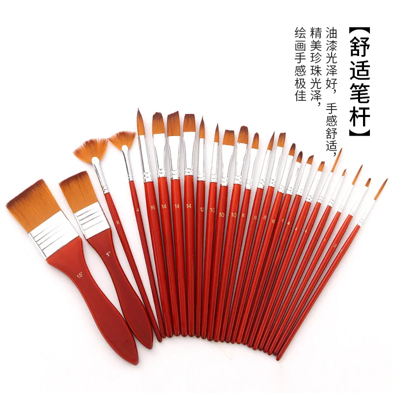 24 gouache brush set，Canvas brushes, oil paintbrushes, nylon brushes, watercolor brushes