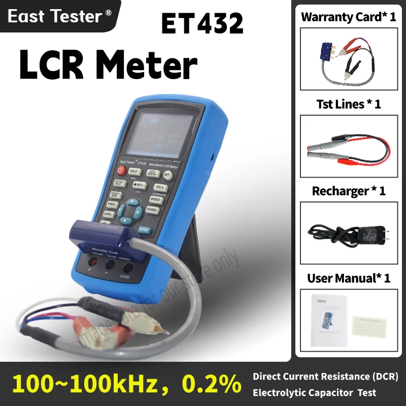 ET432 LCR Meter Digital Bridge Meter Capacitance Inductance Resistance USB Digital Display Handheld High Precision ET43 Tester