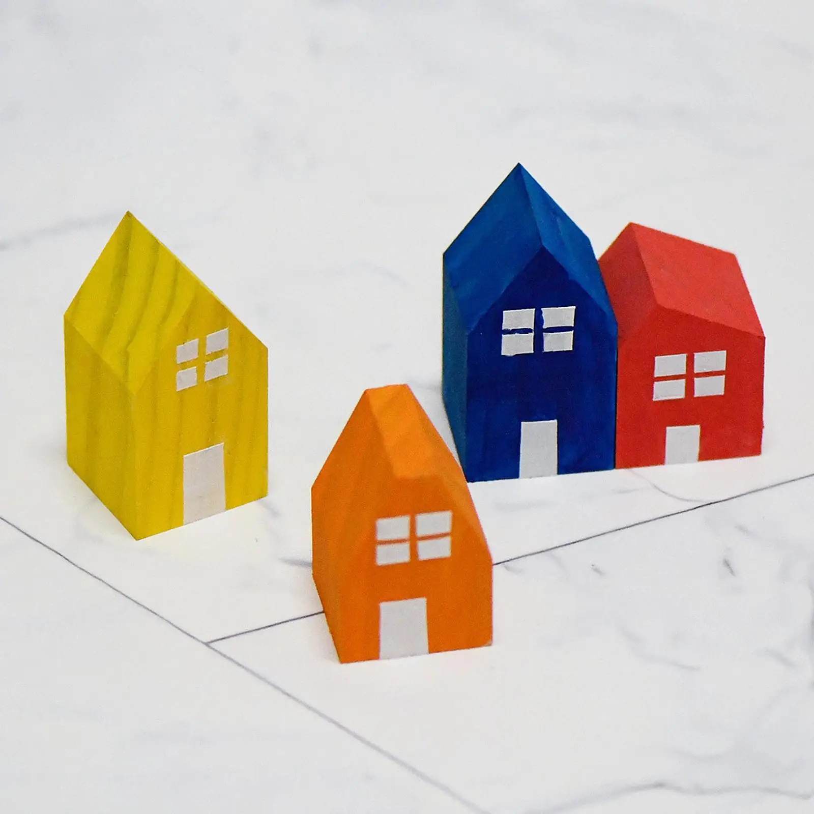 14x Unfinished Wooden House Graffiti Wood Blocks for Kitchen Festivals Home