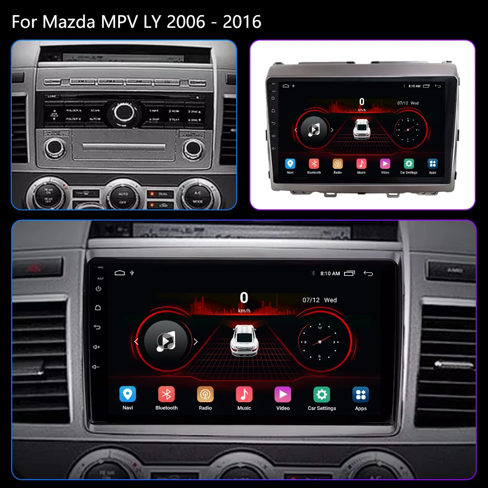 For Mazda MPV LY 2006-2016 Android 13 Car Radio Multimedia Player GPS Navigation 2Din DVD Stereo Android Auto Wireless Carplay