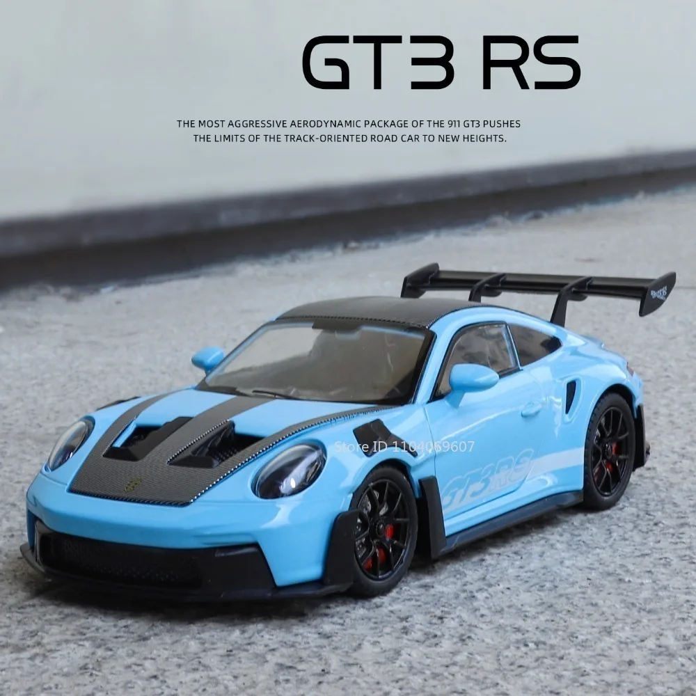 1:24 Scale Supra A80 911 GT3RS Supercar Model Toy Alloy Diecast Shock Absorption Doors Opened Sound Light Collection Sports Cars