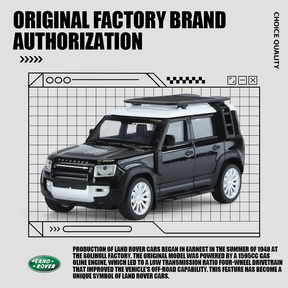 1/43 Land Defender Fuoristrada SUV Pressofuso In Lega Modello di Veicolo Auto Tirare Indietro Sospensione Giocattoli Per Bambini Regalo Di Compleanno Raccogliere Orname