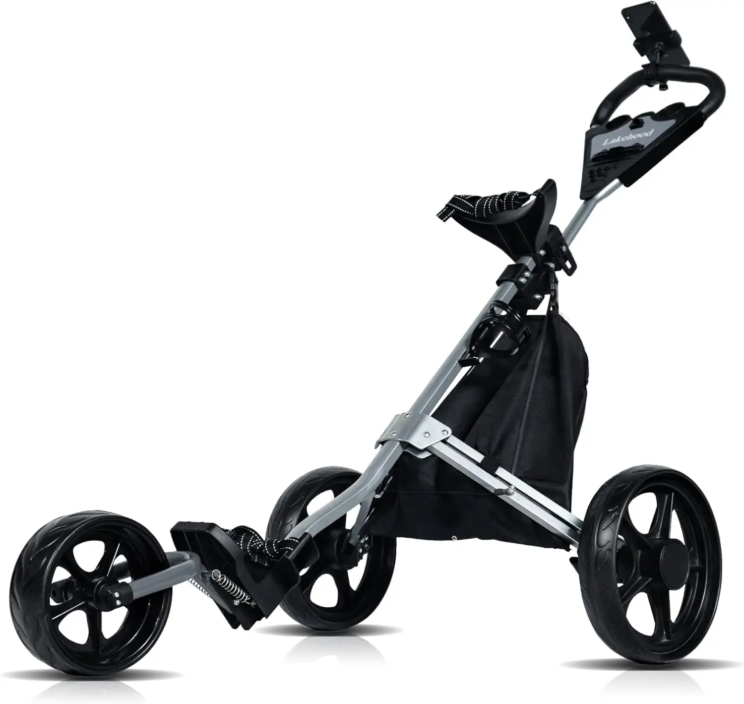 

Golf Push Cart, Pull for Clubs, Push Three Wheel Easy to Folding Scorecard Holder