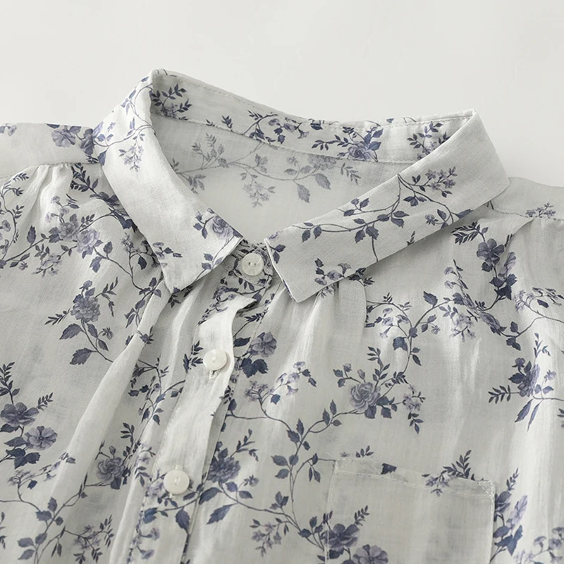 

Slimming Artistic Flax irt Casual Print ort Sve Women's Top Loose Versatile Summer Faion Polyester Fiber 00%