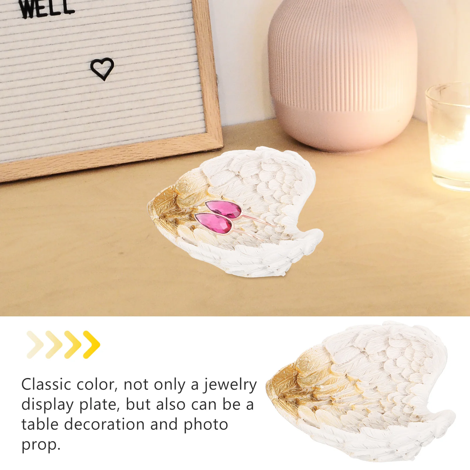 

Angel Wing Shape Jewelry Display Tray Smooth Lightweight Jewelry Organizer Earrings Rings Necklaces Bracelets Display