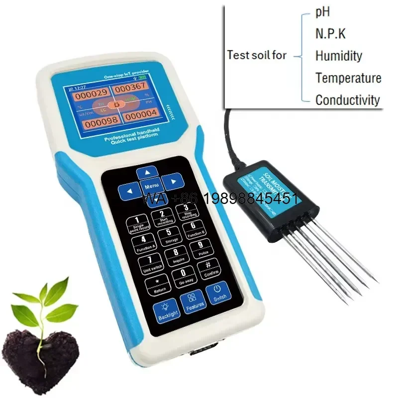 Wmwmnu 7 in 1 Soil Tester Temperature Humidity Sensor Transmitter for Greenhouse Agriculture RS485 Moisture Conductivity EC