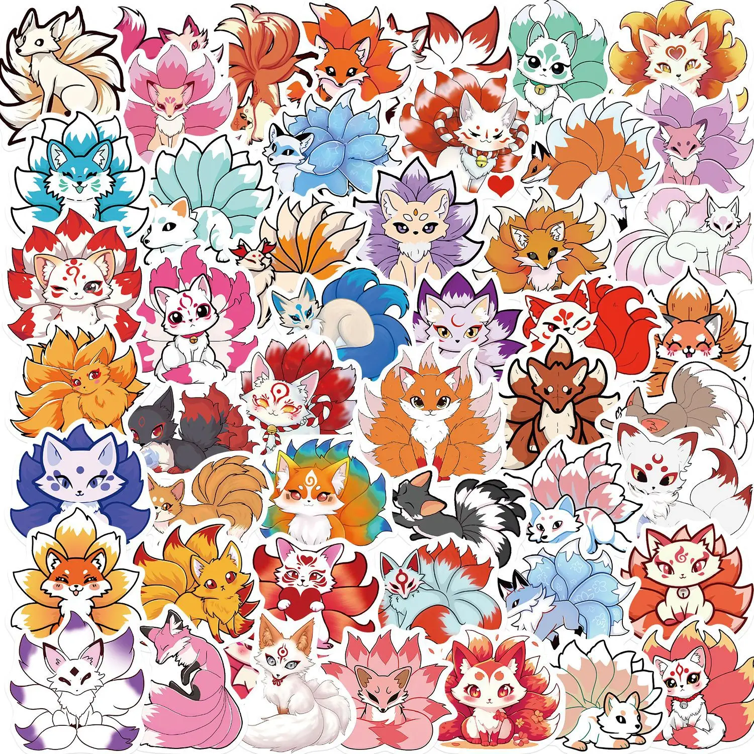 50PCS Ästhetische Cartoon Tier Neun Tailed Fox Graffiti Aufkleber Dekor Pad Gepäck Notebook DIY Wasserdichte Aufkleber