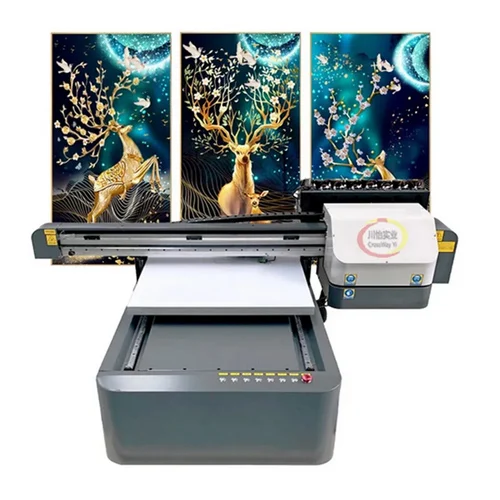 High-Quality A1 Size 6090 Flatbed UV Printer DTF Sticker Printing Machine With Three XP600 Head C M Y K W V