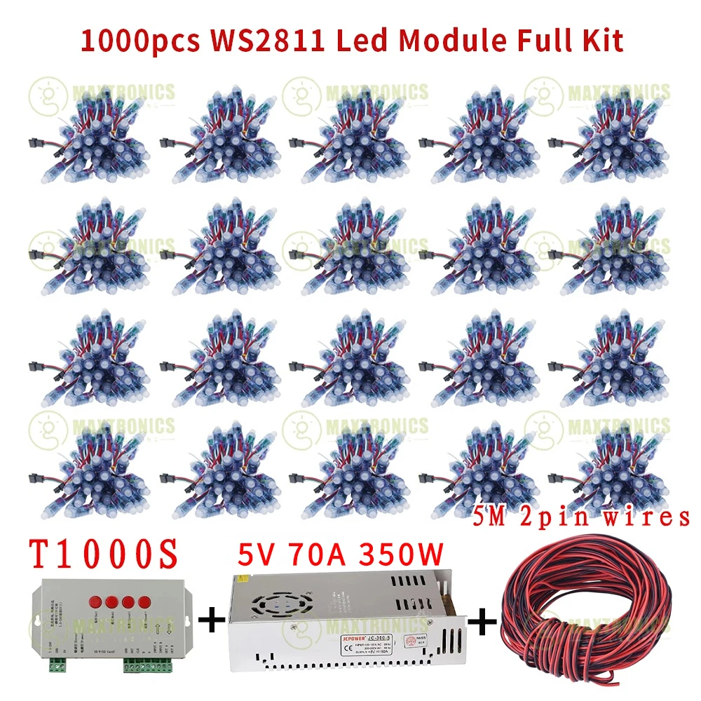 500-1000szt 5V 12mm WS2811 Pełnokolorowy moduł pikselowy LED Wejście światła IP68 Wodoodporny kolor RGB Cyfrowe światło pikselowe LED lub zestaw