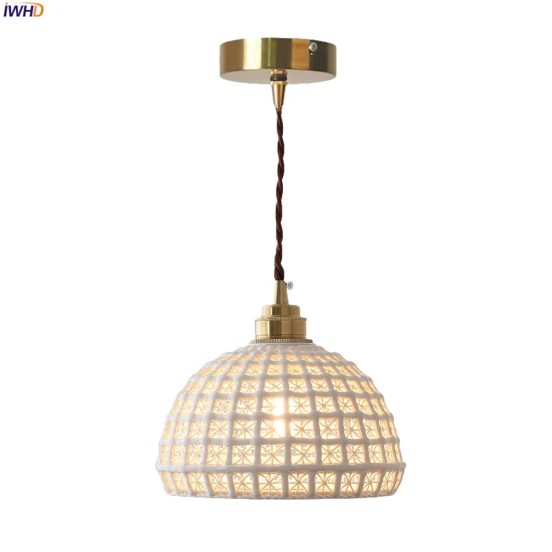 

IWHD Hollow Ceramic LED Pendant Lights Bedside Living Room Restaurant Interior Lighting Modern Nordic Hanging Lamp Luminaire