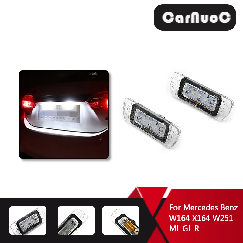 

2pcs Car Light Xenon LED License Plate Light Car Accessories For Mercedes Benz ML GL R Class W164 W251 X164 White 12V 6000K